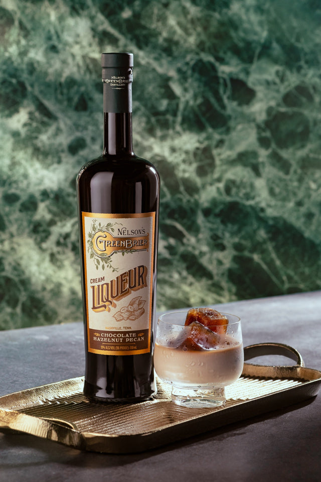 Green Brier Liqueur with Cold Brew Cubes